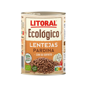 Imagen de LITORAL ECOLÓGICO Lentejas con sofrito, variedad Pardina ecológica 420 g.