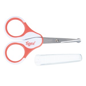 Tijeras con estuche para bebé,  rojo, TIGEX.