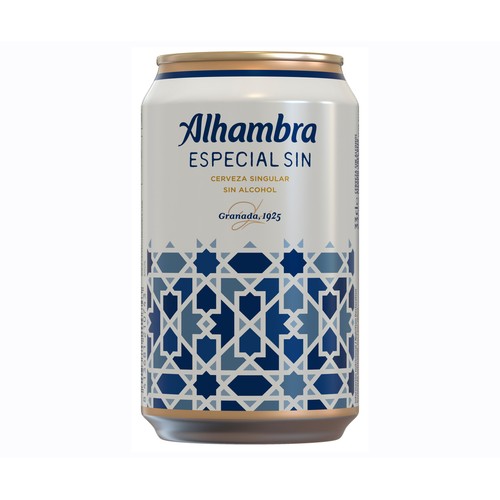 Cerveza sin alcohol ALHAMBRA SIN LAGER SINGULAR lata de 33 centilitros