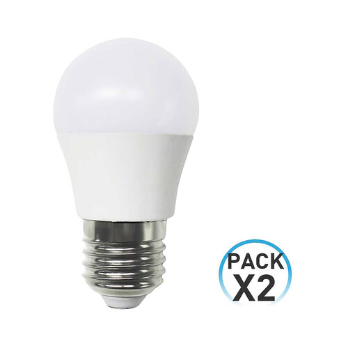 Pack de 2 bombillas Led E27, 7,4W=60W, luz fría 6000k, 806lm, SEVENON.