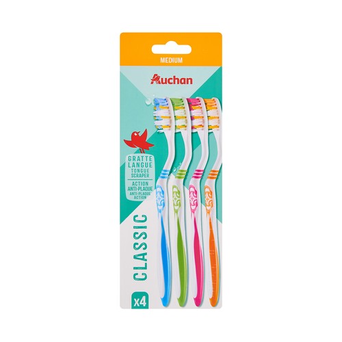 PRODUCTO ALCAMPO Classic Cepillos de dientes con filamentos dureza media 4 uds.