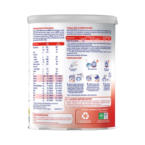 NIDINA 4 Leche (4) de crecimiento a partir de 24 meses 800 g.