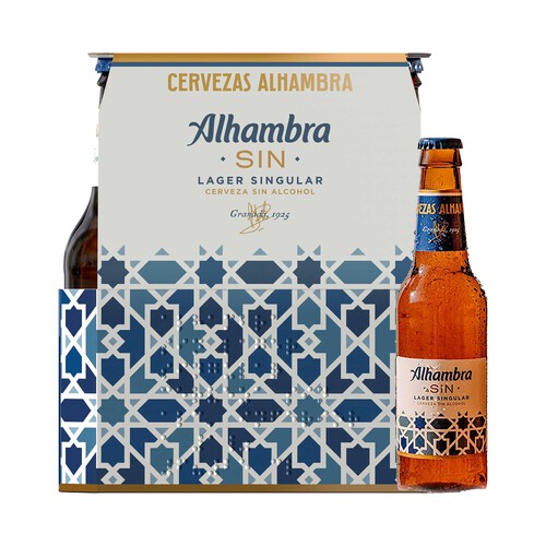 ALHAMBRA SIN LAGER SINGULAR Cerveza sin alcohol pack de 6 uds x 25 cl.