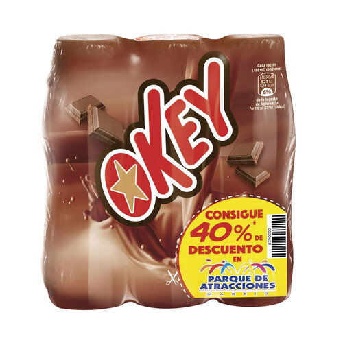 OKEY Batido esterilizado con sabor a chocolate OKEY 3 x 188 ml.