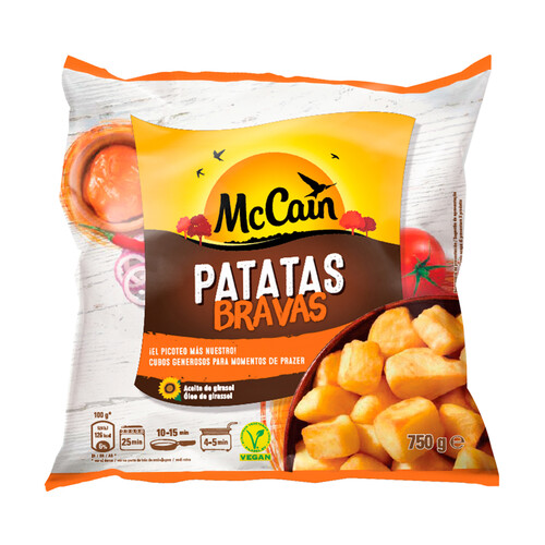 McCAIN Patatas cortadas en dados, prefritas y ultracongeladas, con salsa brava McCAIN 750 g.
