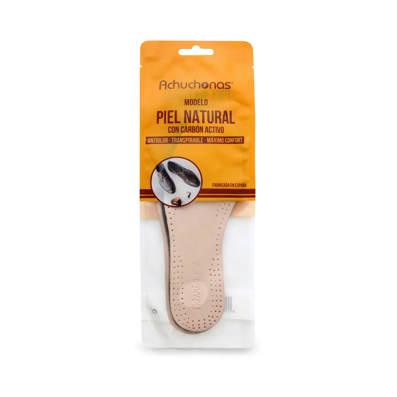 Plantilla piel natural, antiolor, transpirable, confort, talla 36/37.