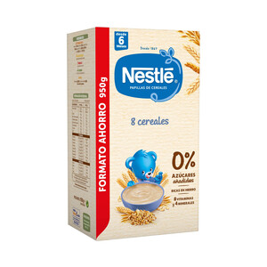 Papilla infantil desde 6 meses 8 cereales galletas Gerber sin azúcar  añadido 475 g.