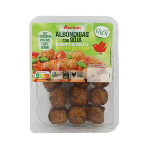 Imagen de AUCHAN Albóndigas vegetales a base de soja, tomate y albahaca Veggie 200 g. Producto Alcampo