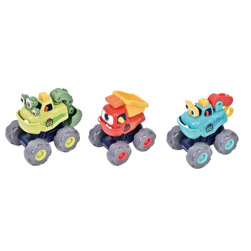 Pull Back Trucks Coches de juguetes, ayuda al desarrollo de la destreza y la motricidad, modelos surtidos +12 Meses ONE, TWO FUN Baby
