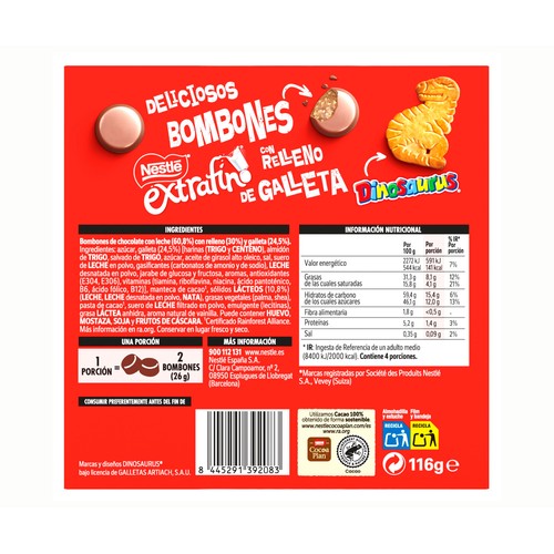 NESTLÉ Bombones dinos extrafino 116 gr.