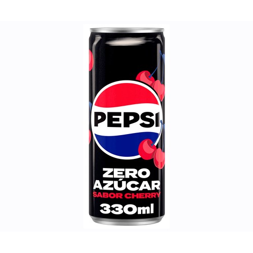 PEPSI Refresco cola cherry zero azúcar lata 330 ml.