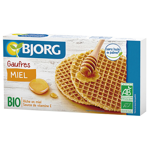 BJORG Gofres crujientes con miel de origen ecológica 175 g.