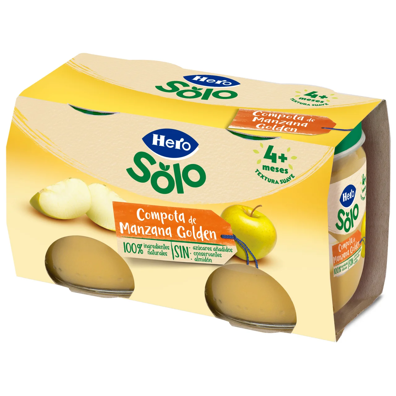 Solo Tarrito de compota de manzana Golden, a partir de 4 meses 2 x 120 g.
