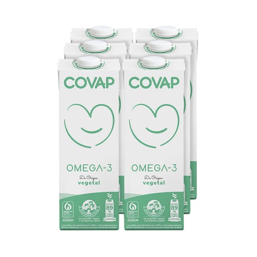 COVAP Omega 3 Preparado lácteo desnatado, sin gluten y enriquecido con Omega 3 de origen vegetal 6 x 1l.