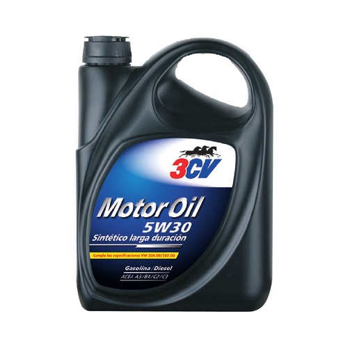 Aceite sintético para vehículos con motores gasolina o diésel 3CV LONGLIFE, 5 litros.