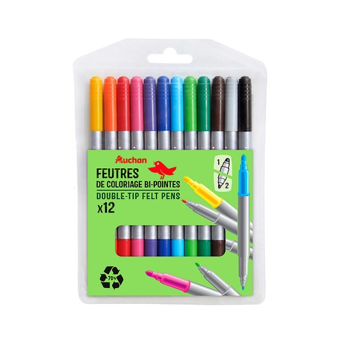 12 rotuladores de colores con doble punta, ALCAMPO.