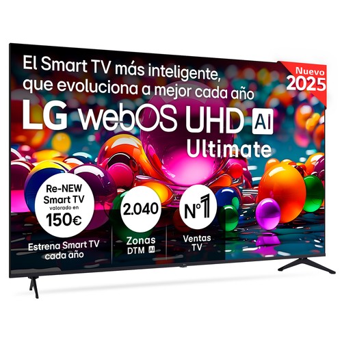 Televisión 218,44 cm (86")  LED LG 86UA75006LA, 4K, Smart TV, Ultra HD,3HDMI, 2USB, HDR10, webOS25 IA, 60Hz.