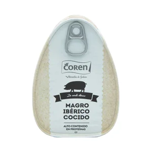 LOURIÑO Magro de cerdo ibérico cocido en su jugo lata de 200 g.