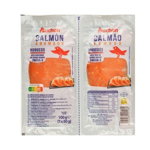 Auchan Salmón Ahumado Noruego Pack 2 de 50 G. Producto Alcampo 100 G