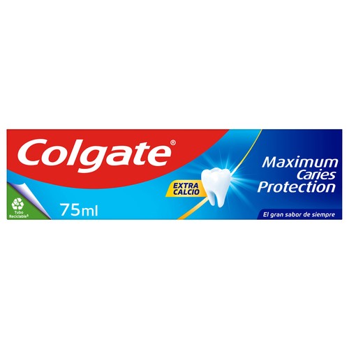 COLGATE Protección caries Pasta de dientes con flúor, calcio y protección frente a las caries con sabor a menta 75 ml.