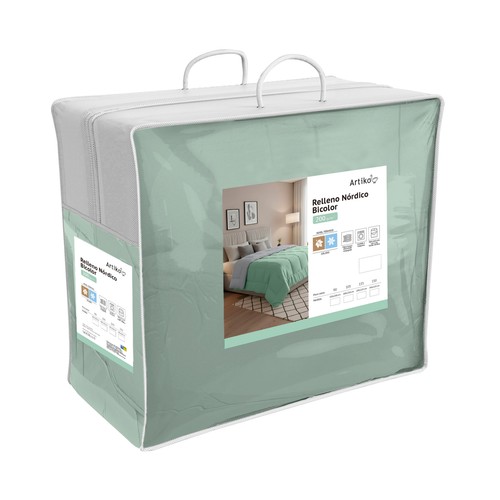 Relleno nórido para cama de 150cm, talla 240x210cm 200g bicolor gris/verde. ARTIKO