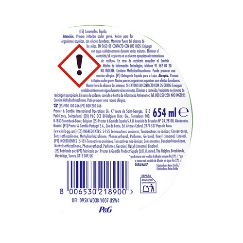 FAIRY Lavavajillas lavado a mano original 654ml