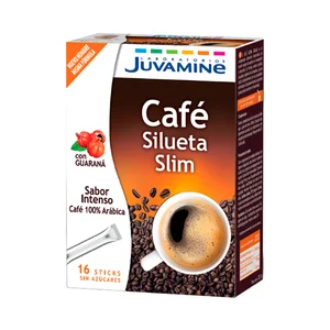 JUVAMINE Café (100% arábica) sabor intenso, con guaraná y acción quema grasas 16 uds .