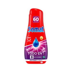 SOMAT Detergente para lavavajillas en gel,Todo en 1 60 lav 1080 ml.