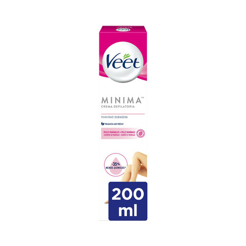 Crema depilatoria de cuerpo y piernas, para pieles normales VEET Minima 200 ml.