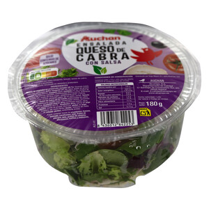 Imagen de AUCHAN Ensalada queso de cabra con vinagreta, tomate, picatostes y aceitunas negras 180 g. Producto Alcampo