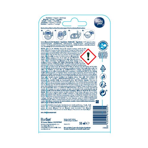 AMBIPUR Fresh & clean Colgador para WC 5 en 1 con aroma a menta fresca.