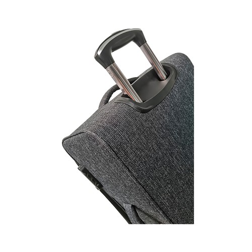 Maleta mediana tipo trolley flexible de 65 cm, 8 ruedas, color negro, ALCAMPO.