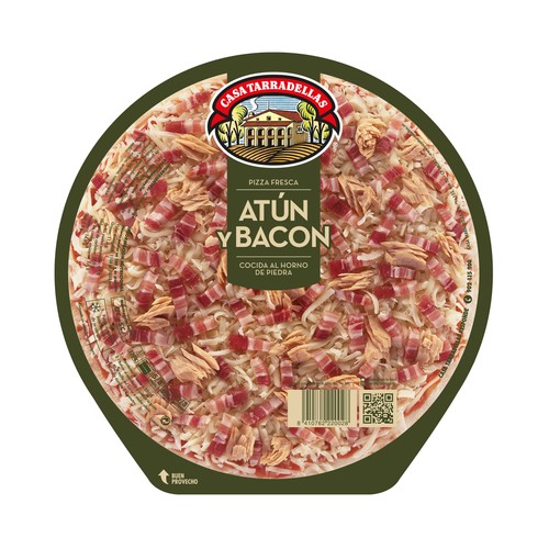 CASA TARRADELLAS Pizza fresca de atún y bacon cocida al horno de piedra CASA TARRADELLAS 405 g.