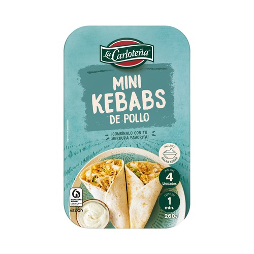 LA CARLOTELA Mini kebabs de pollo, listos para calentar y comer 260 g.
