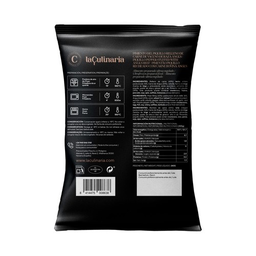 LA CULINARIA Pimiento relleno de carne de vacuno de raza angus ultracongelado 300 g.