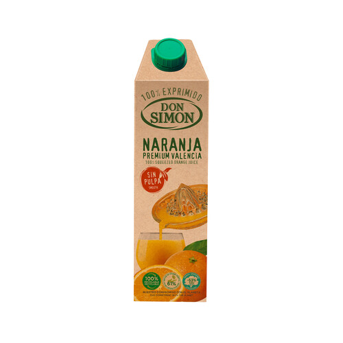 Brick zumo exprimido de naranja sin pulpa DON SIMÓN 1 l