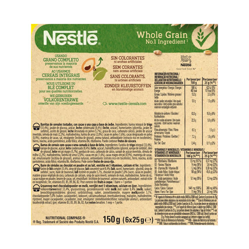 NESTLÉ Barritas de cereales con chocolate NESTLÉ NESQUIK 6 uds. x 25 g.