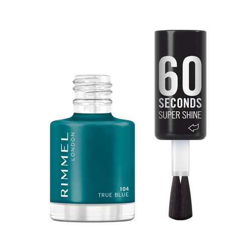 RIMMEL 60 Second super shine tono 104 True blue Esmalte de uñas de secado rápido.