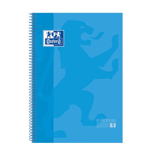 Cuaderno tamaño A4, 80 hojas con cuadrículas de 5 x 5, tapa extradura, color azul turquesa, OXFORD.