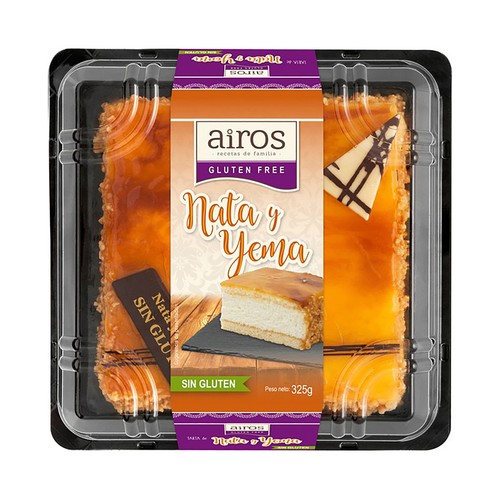 Tarta de nata y yema sin gluten, 325g.