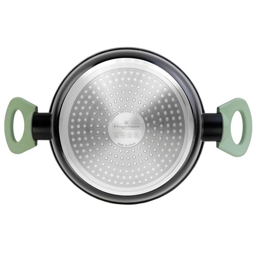 Cacerola aluminio estampado 24cm con tapa vidrio, Savia. MAGEFESA
