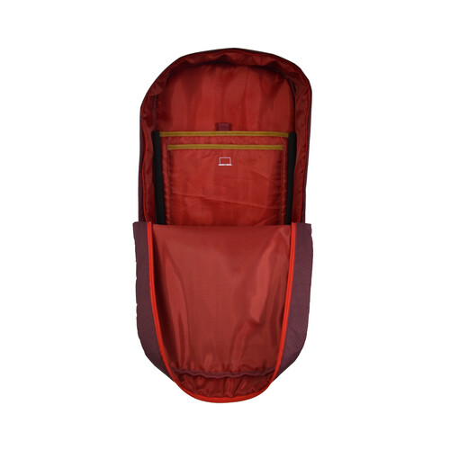 Mochila con varios compartimentos de color granate y capacidad para 20L, AIRPORT ALCAMPO.