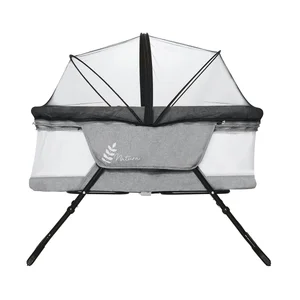 Minicuna plegable Trip, color gris, ASALVO.