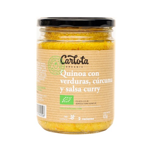 CARLOTA Quinoa con verduras, cúrcuma y salsa curry CARLOTA ORGANIC 425 g.