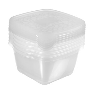 Imagen de Set de 4 recipientes herméticos cuadrados de plástico, 1,1 litros, ESSENTIAL.