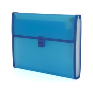 Imagen de Carpeta clasificadora con 12 espacios de polipropileno azul, tamaño folio, fuelle, cierre automático, PRODUCTO ALCAMPO.