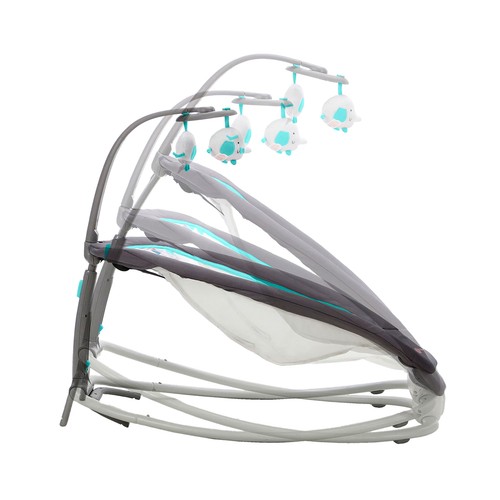 Hamaquita musical Fold Elefante color aqua, con juguetero extraíble, 7 melodías, ASALVO.