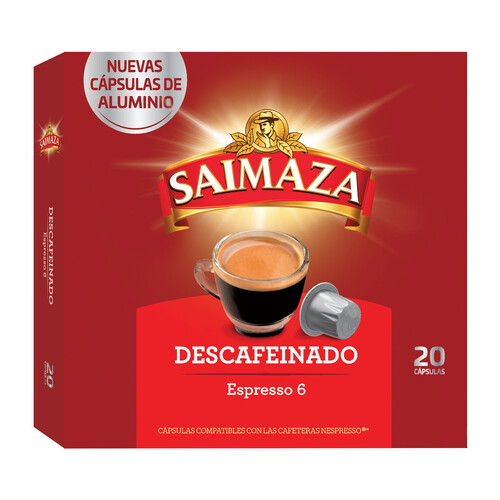 Café descafeinado en cápsulas Nº 6 SAIMAZA 20 uds.