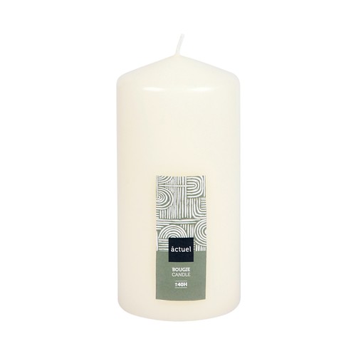 Vela pilar sin perfume 13,5cm Marfil, ACTUEL.