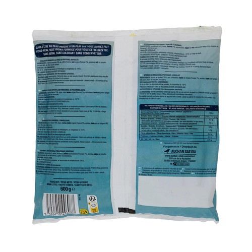 AUCHAN Espinacas en hojas con nata, en prociones ultracongeladas 600 Producto Alcampo.